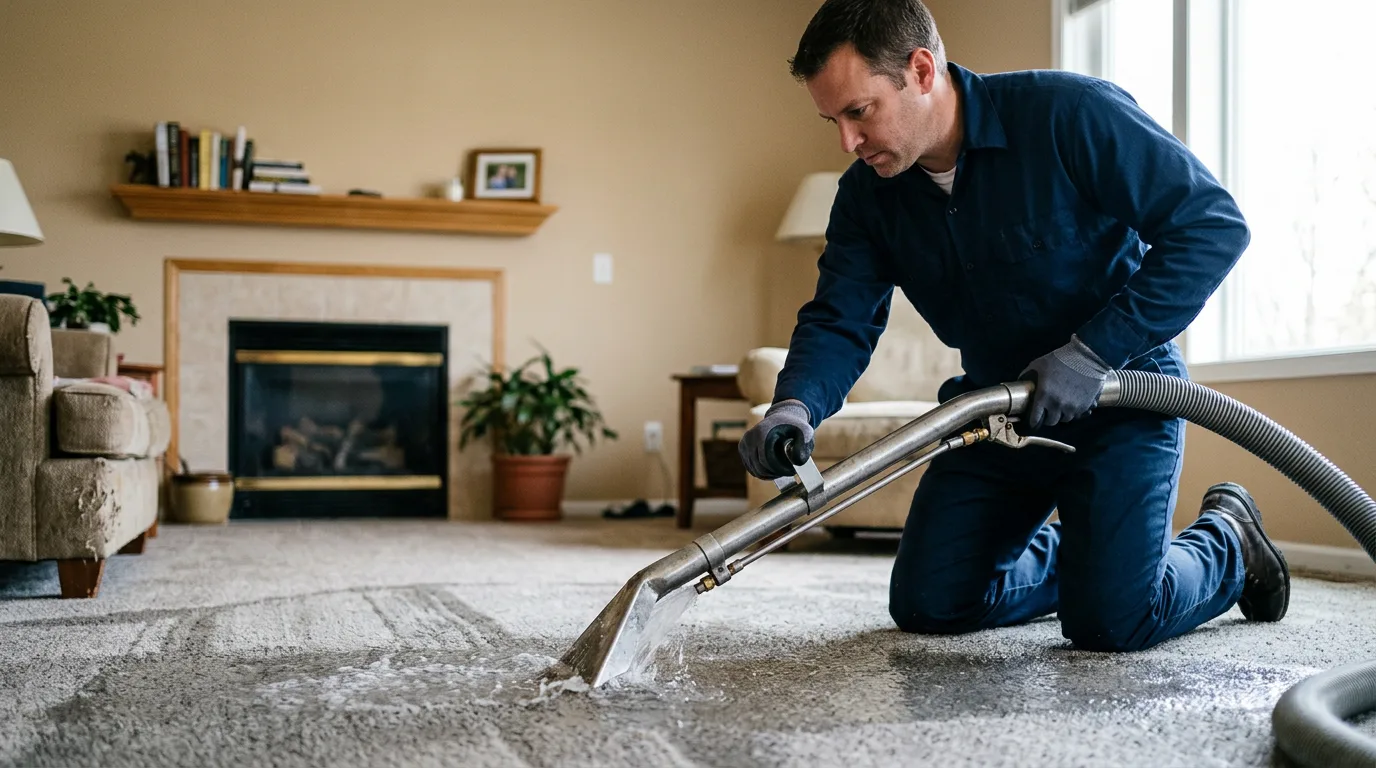 Water damage restoration technician working near Cairnbrook, PA